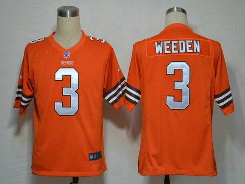 North NFL Cleveland Browns 3 Brandon Weeden orange Nike Game Jerseys